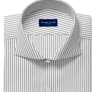Proper Cloth Men's Custom Shirt Stanton 120's - Grey Bengal Stripe